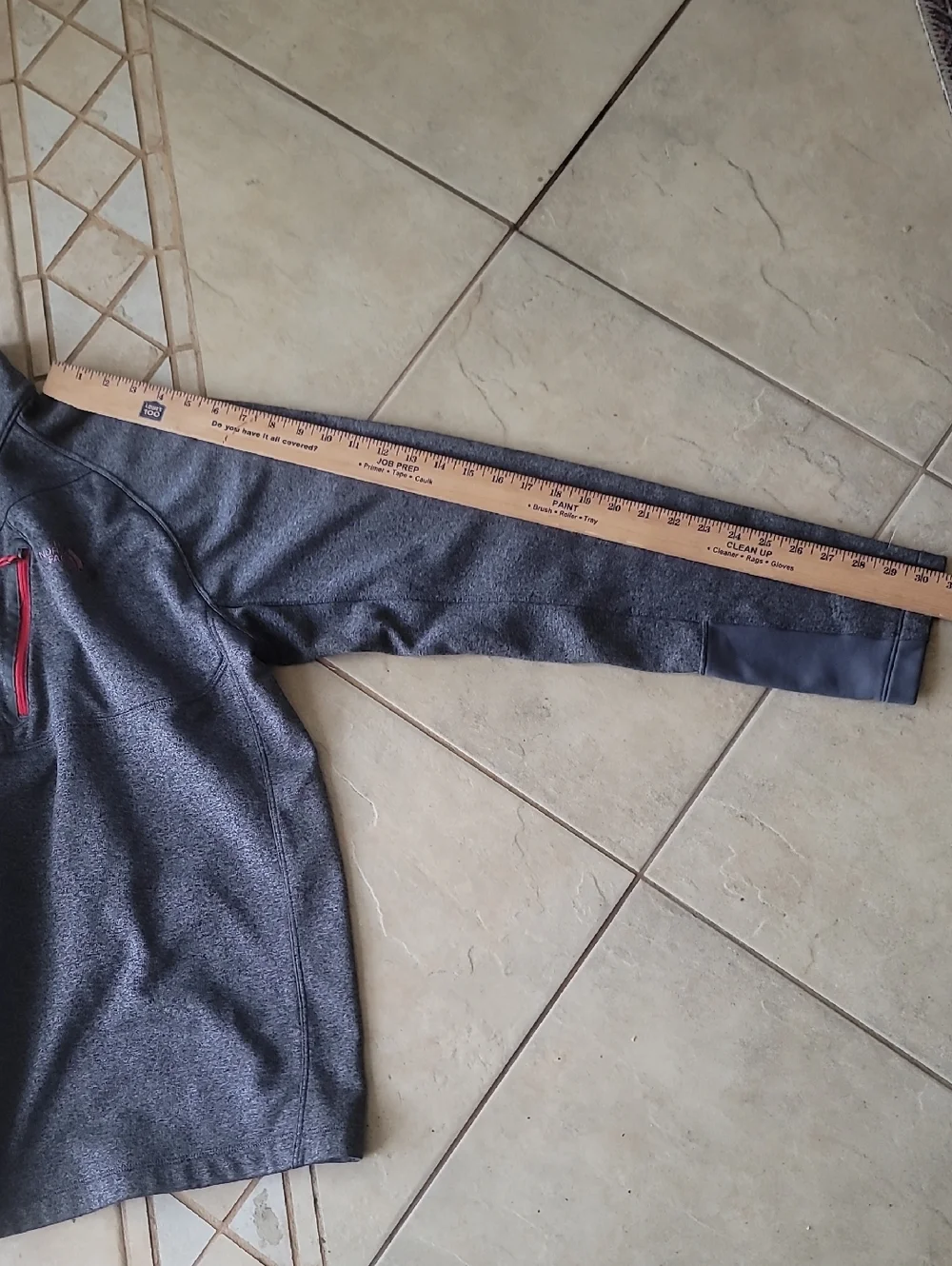The North Face Heather Gray Pullover with Red Zip Accent SZ XL
